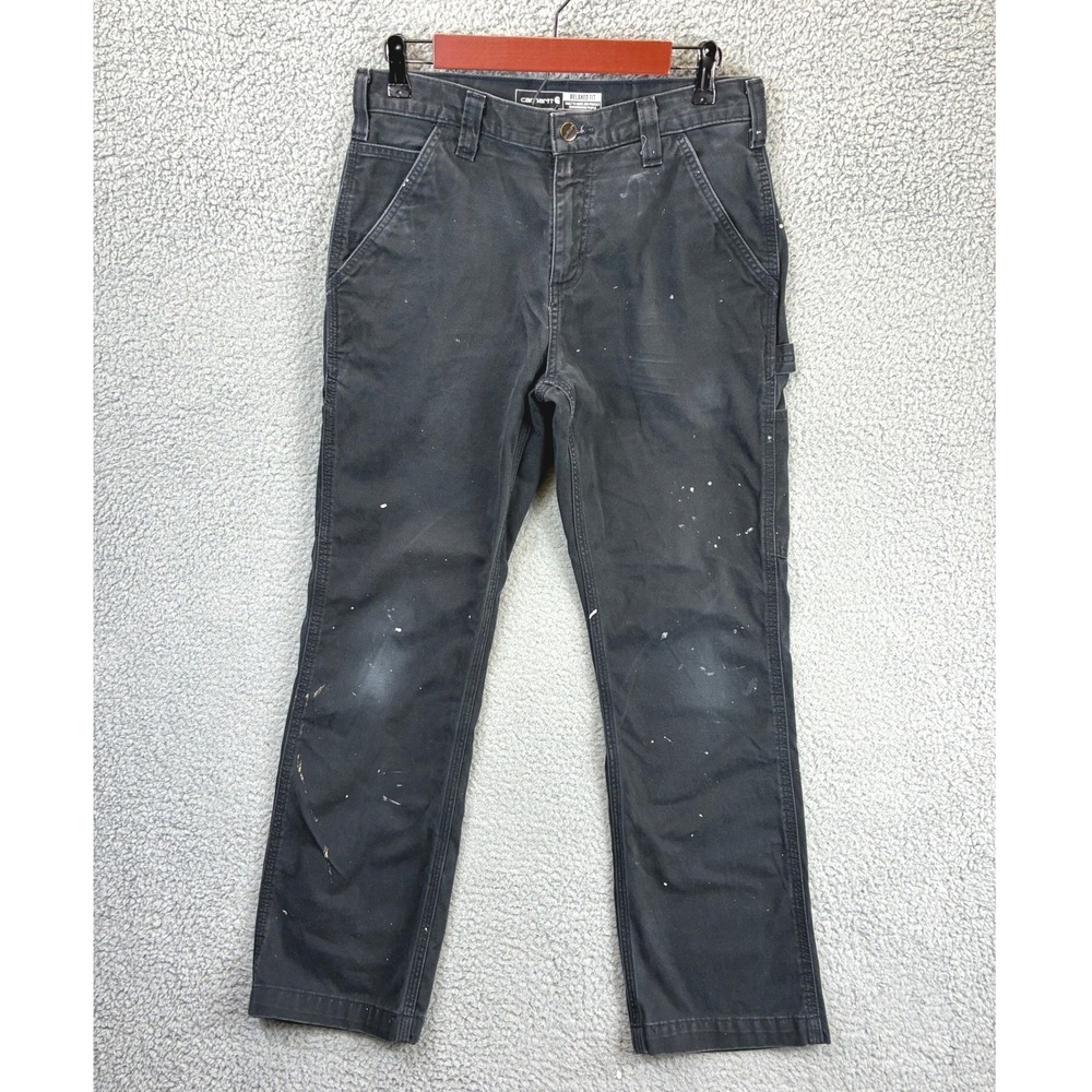 Carhartt Relaxed Fit Utility Work Pants Mens 31x30 Black Distressed B324-BLK